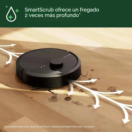 SmartScrub mopping lifting dried spills from a hardwood floor