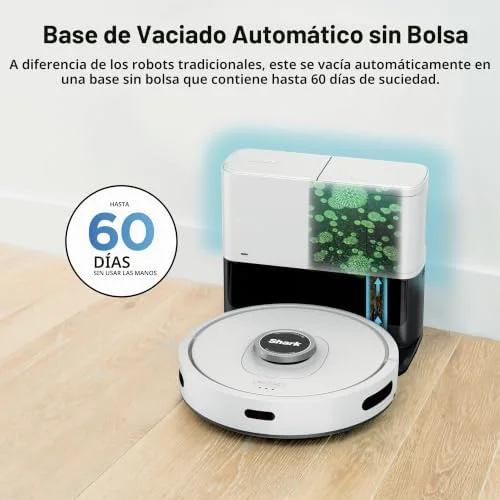 Bagless self-empty base holds up to 60 days of dirt and debris